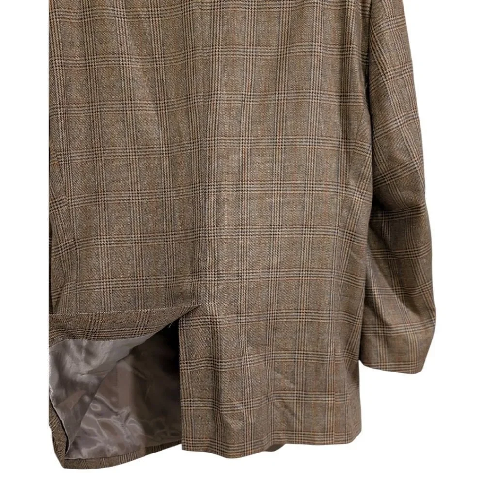 Paul Fredrick Silk & Wool Glen Plaid Blazer 46R - Tailored Sleeves